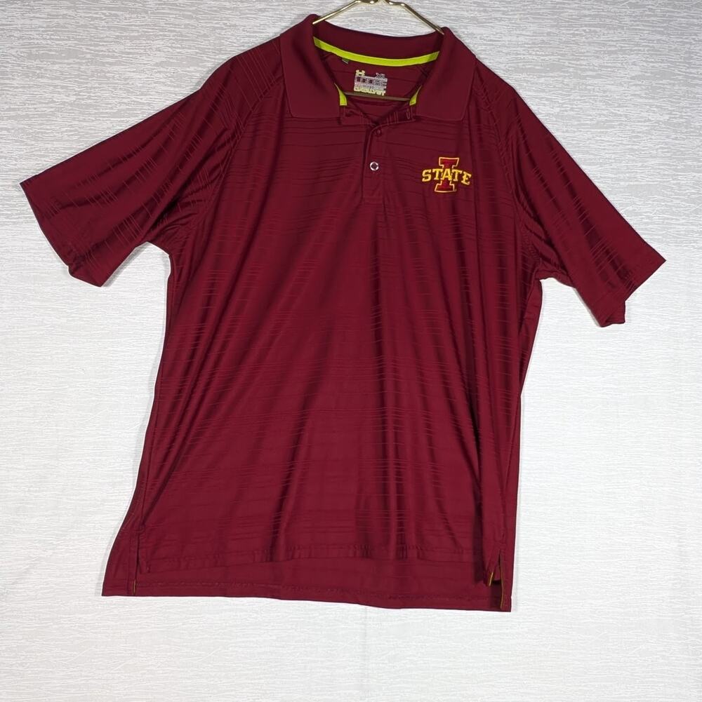 Under Armour Iowa State Polo Shirt Mens Extra Large Red Short Sleeve